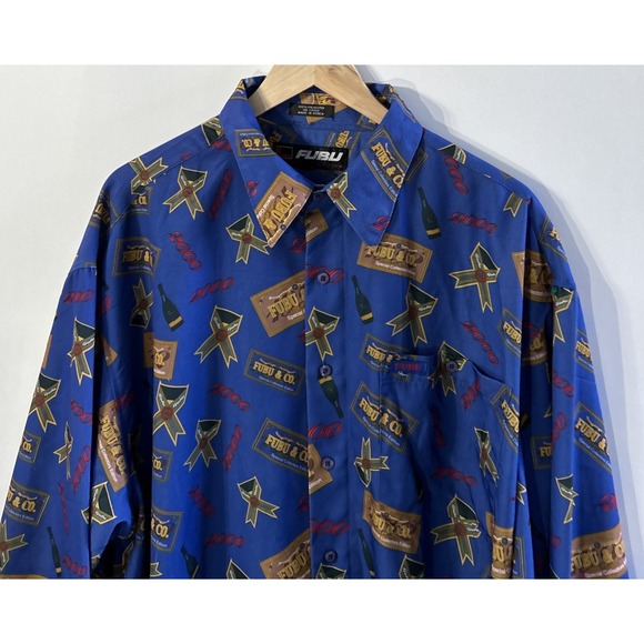 Vintage Fubu L/S Button Front Shirt Champagne Special Collectors Edition  XXL EC - Picture 2 of 6